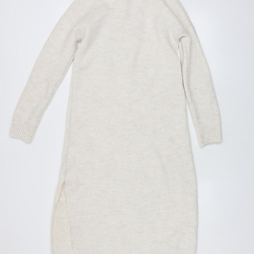 Pimkie Women Ivory Knit Jumper Dress S High Neck Long Sleeve Winter
