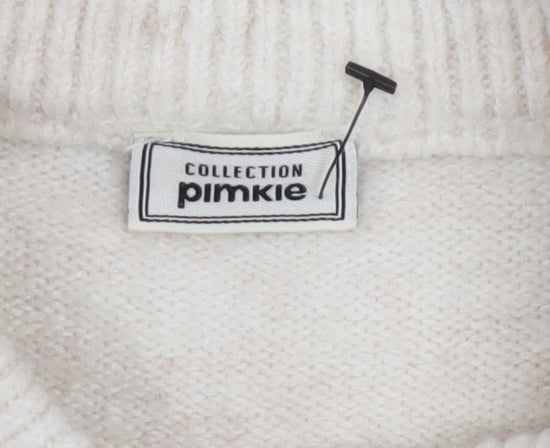 Pimkie Women Ivory Knit Jumper Dress S High Neck Long Sleeve Winter