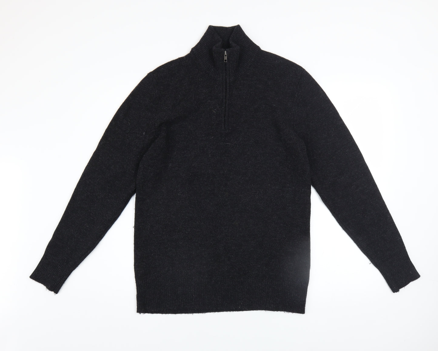 The White Company Men's Black Wool 1/2 Zip Jumper Size S