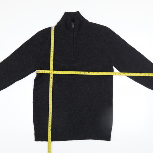 The White Company Men's Black Wool 1/2 Zip Jumper Size S
