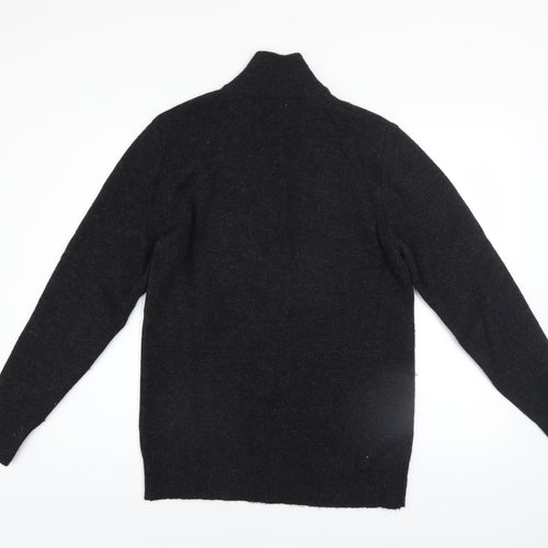 The White Company Men's Black Wool 1/2 Zip Jumper Size S