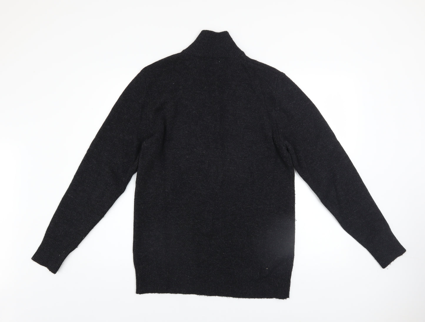 The White Company Men's Black Wool 1/2 Zip Jumper Size S