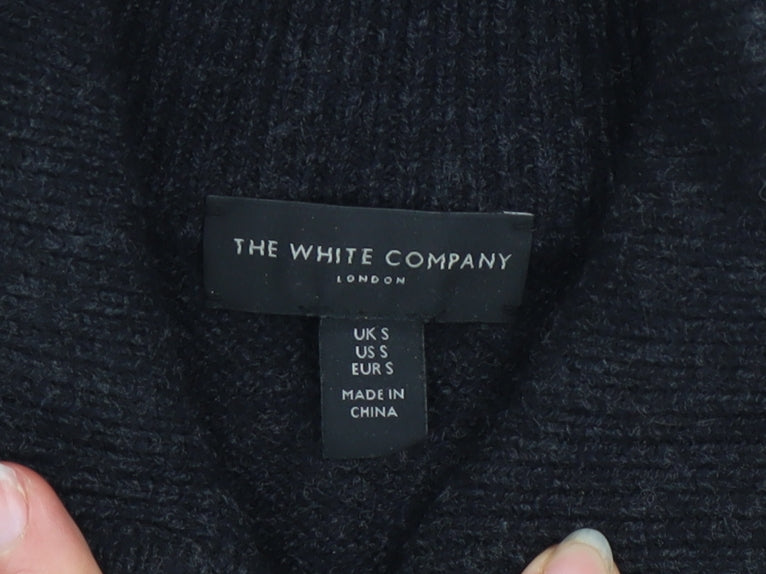 The White Company Men's Black Wool 1/2 Zip Jumper Size S