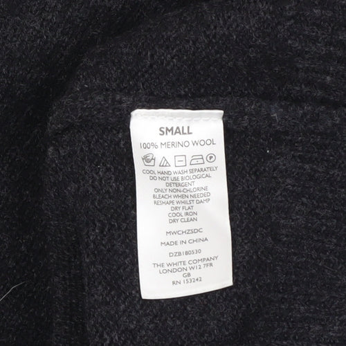 The White Company Men's Black Wool 1/2 Zip Jumper Size S