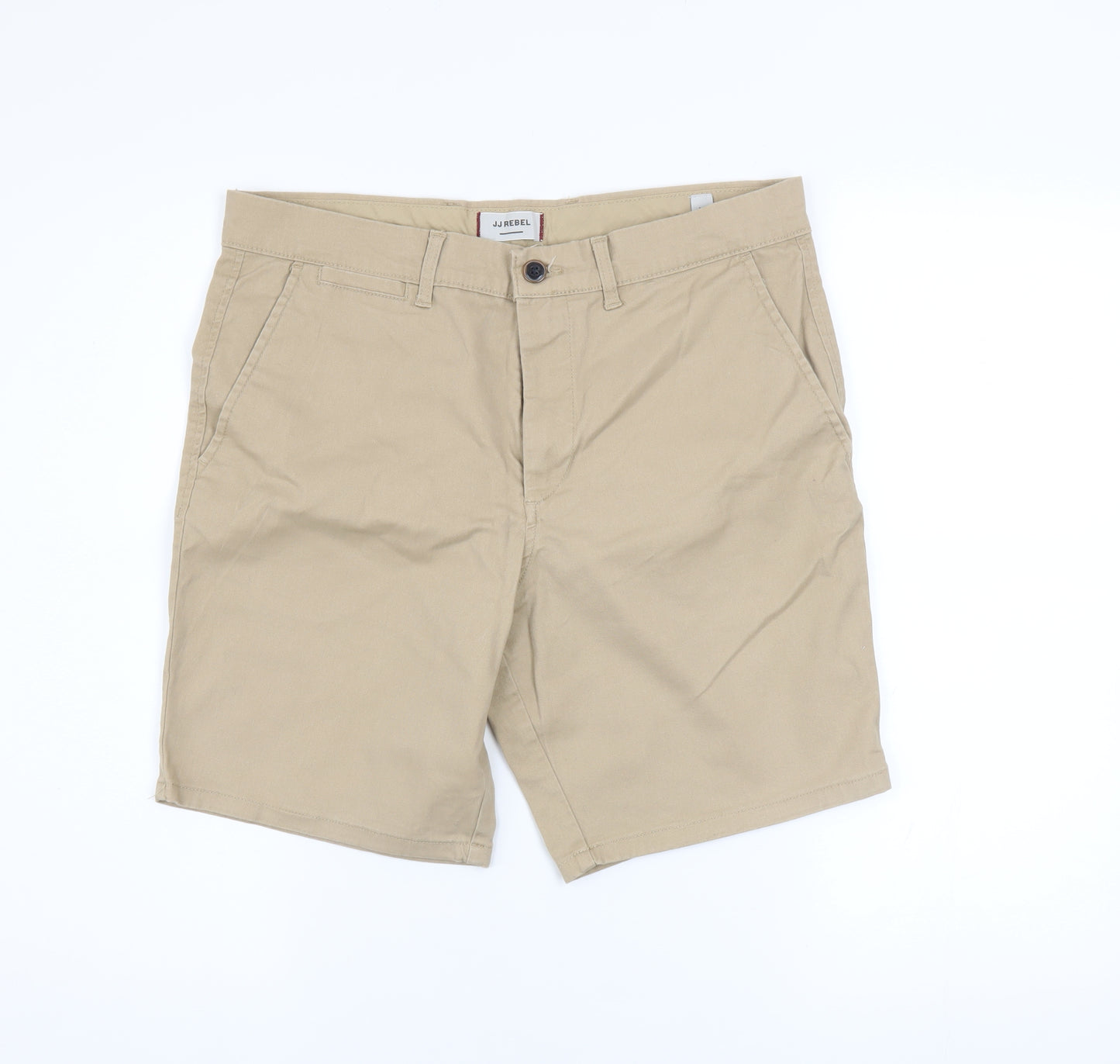 JJ Rebel Men's Beige Chino Shorts M Regular Fit Casual Stretch