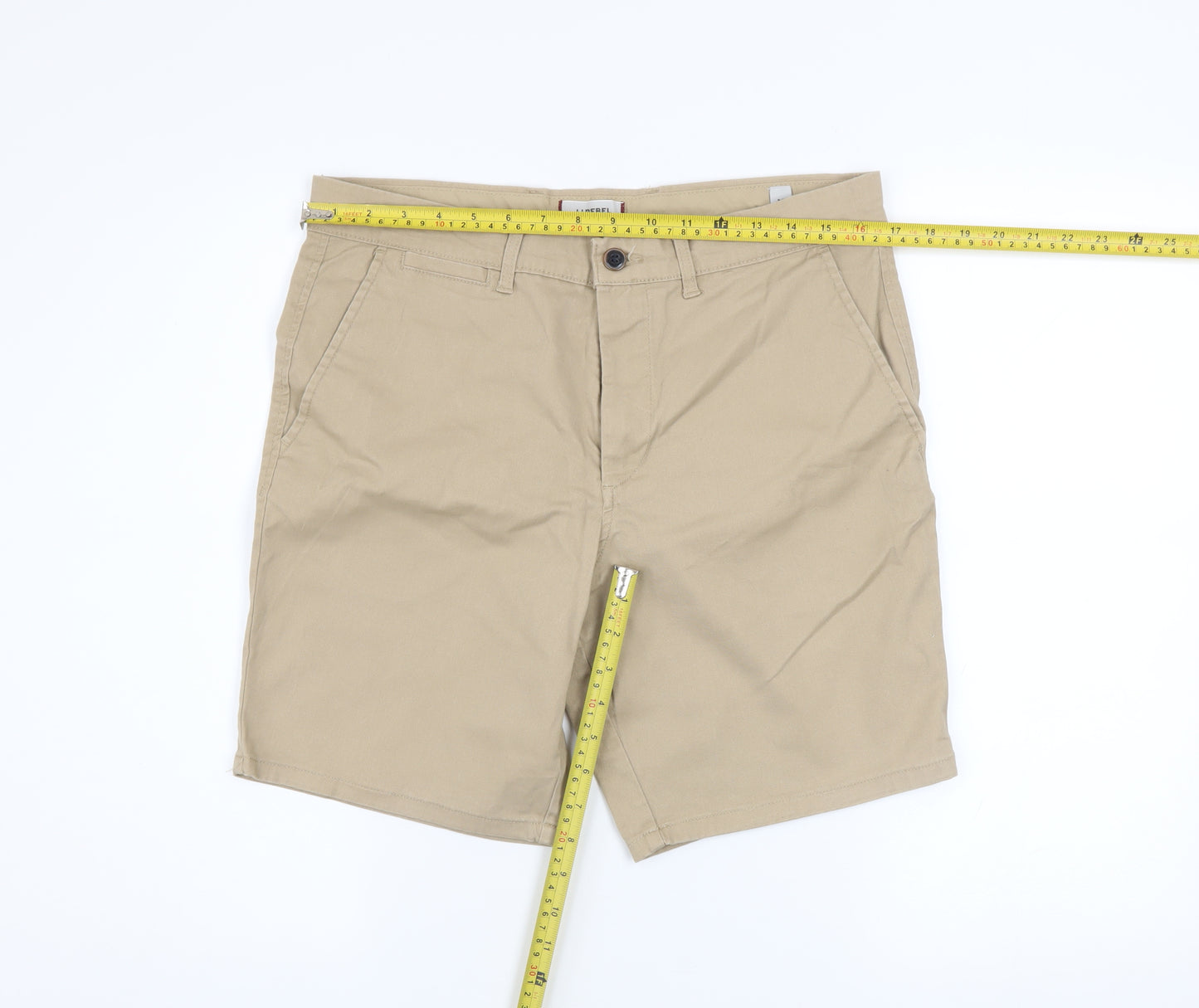 JJ Rebel Men's Beige Chino Shorts M Regular Fit Casual Stretch