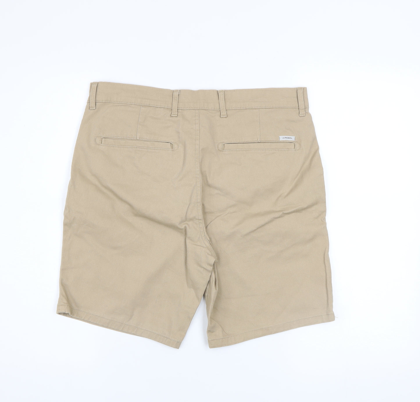 JJ Rebel Men's Beige Chino Shorts M Regular Fit Casual Stretch