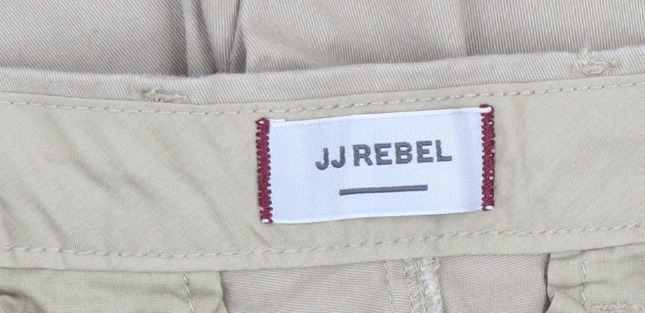 JJ Rebel Men's Beige Chino Shorts M Regular Fit Casual Stretch