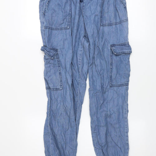 Dunnes Stores Women Blue Cargo Trousers Small Lyocell Jogger Style