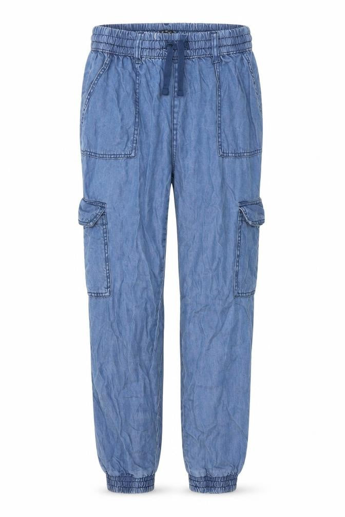 Dunnes Stores Women Blue Cargo Trousers Small Lyocell Jogger Style