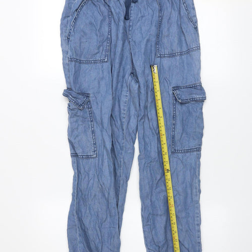 Dunnes Stores Women Blue Cargo Trousers Small Lyocell Jogger Style