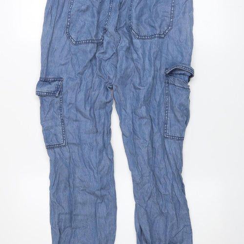 Dunnes Stores Women Blue Cargo Trousers Small Lyocell Jogger Style
