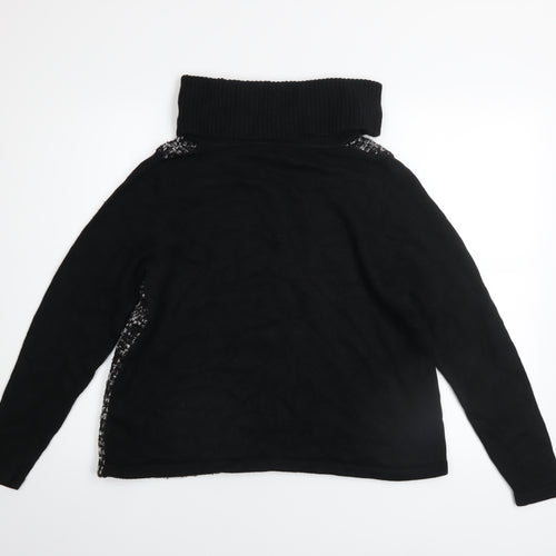 Marks and Spencer Women Black Roll Neck Checked Pullover Jumper Size 14