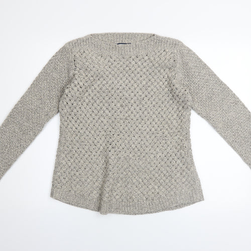 Dash Women’s Grey Chunky Knit Acrylic Blend Long Sleeve Pullover Jumper Size 10