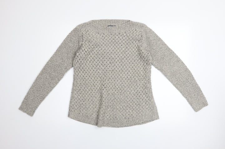 Dash Women’s Grey Chunky Knit Acrylic Blend Long Sleeve Pullover Jumper Size 10
