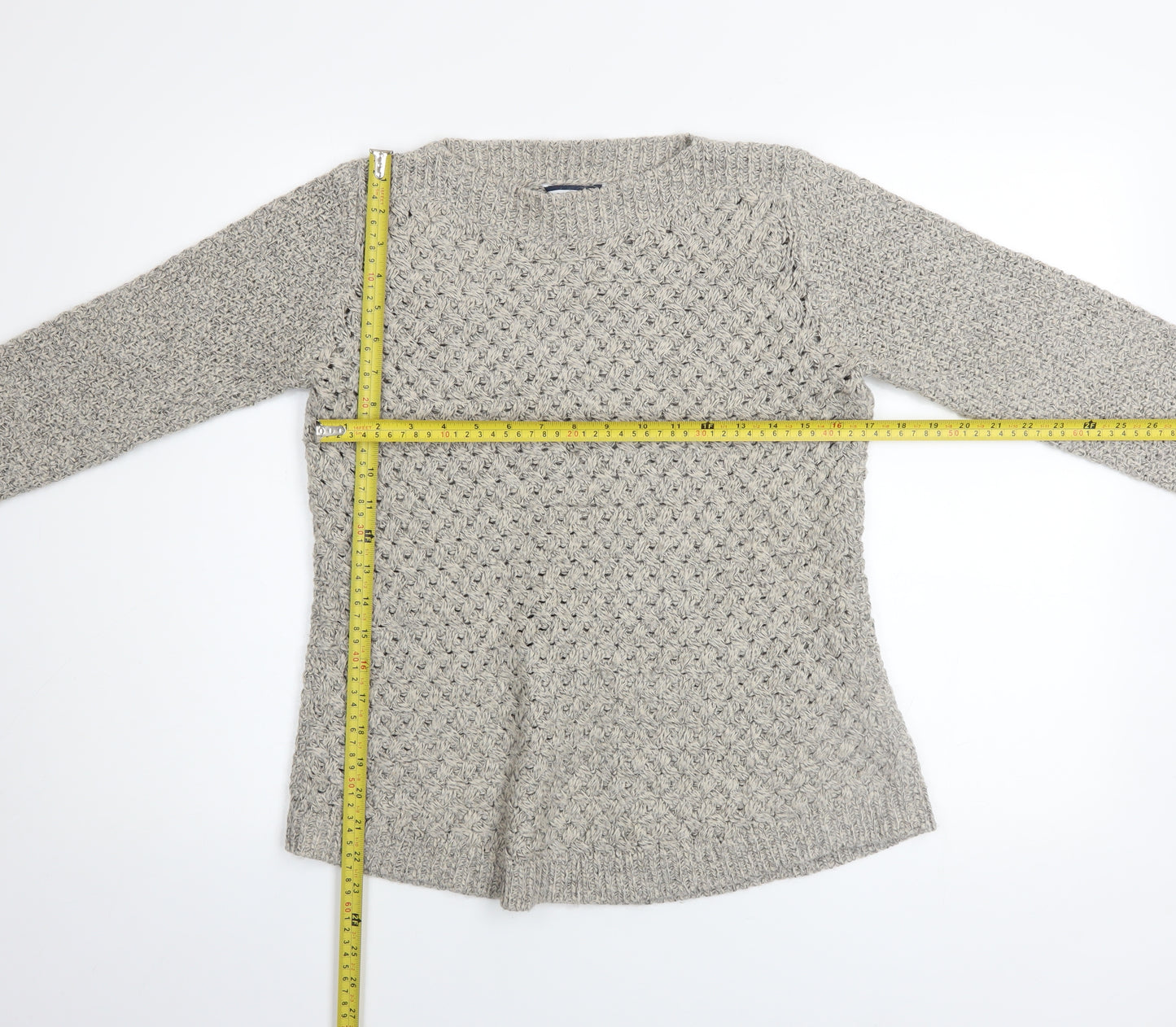 Dash Women’s Grey Chunky Knit Acrylic Blend Long Sleeve Pullover Jumper Size 10