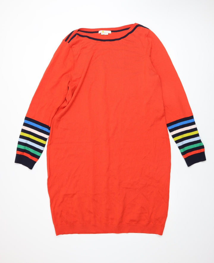 Boden Women Red Jumper Dress Size 20 Knit Cotton Wool Long Sleeve