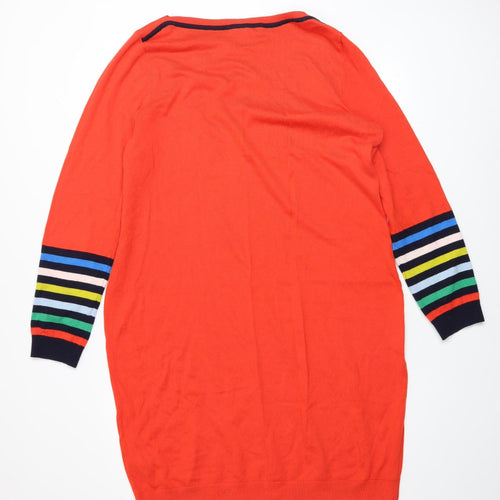 Boden Women Red Jumper Dress Size 20 Knit Cotton Wool Long Sleeve