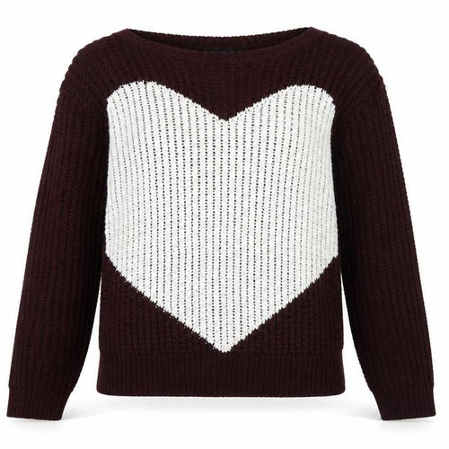 Dorothy Perkins Womens Brown Heart Knit Jumper Size 8
