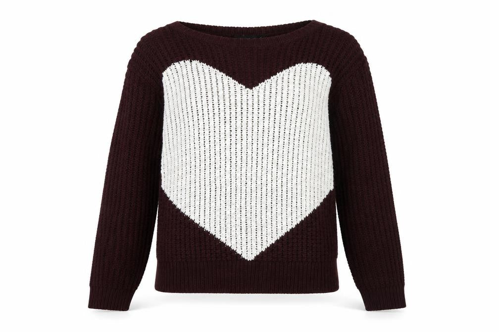 Dorothy Perkins Womens Brown Heart Knit Jumper Size 8