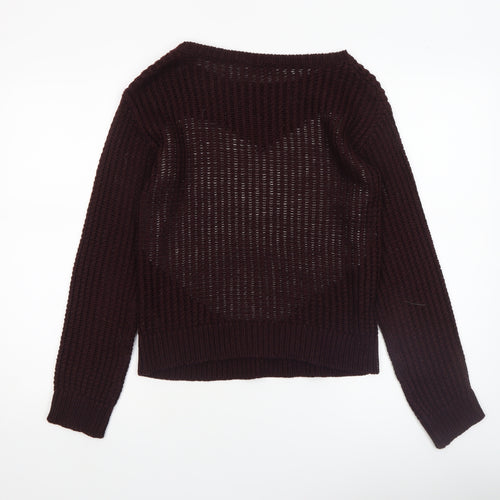 Dorothy Perkins Womens Brown Heart Knit Jumper Size 8