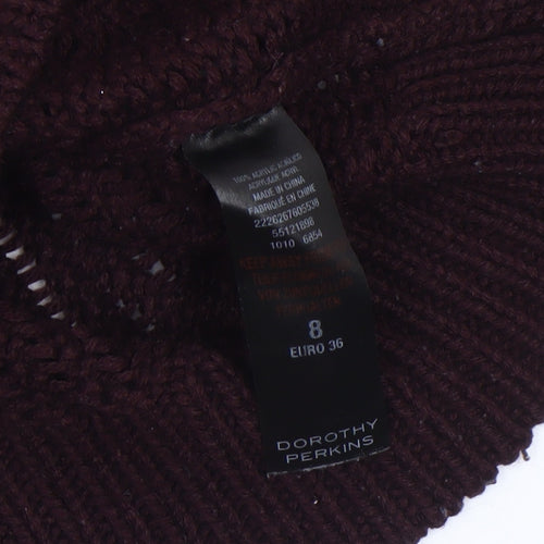 Dorothy Perkins Womens Brown Heart Knit Jumper Size 8