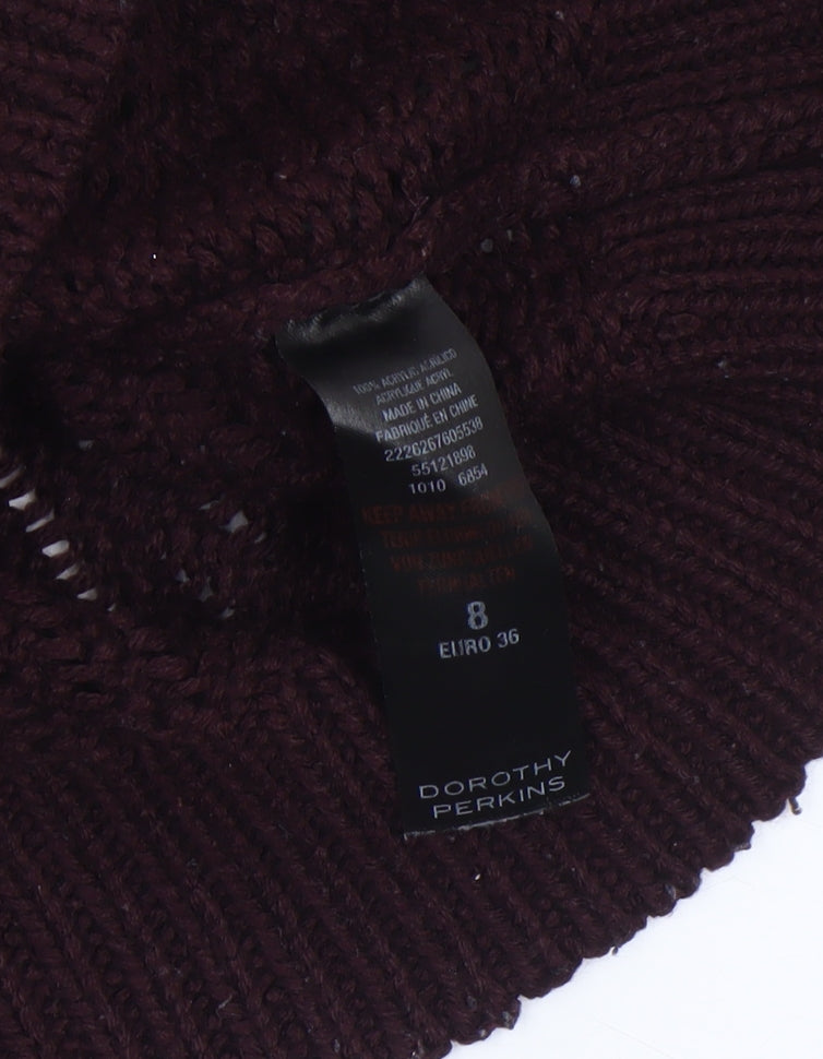 Dorothy Perkins Womens Brown Heart Knit Jumper Size 8