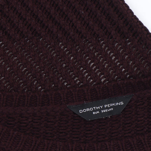 Dorothy Perkins Womens Brown Heart Knit Jumper Size 8