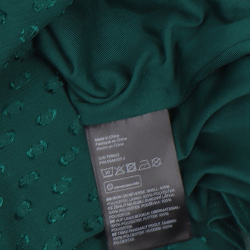 H&M Women Green Ruffle Bell Sleeve Shift Dress Size 6