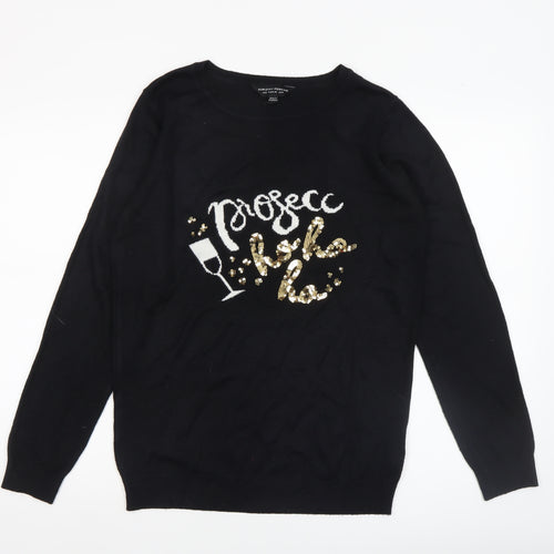 Dorothy Perkins Womens Black Christmas Sequin Jumper Size 10