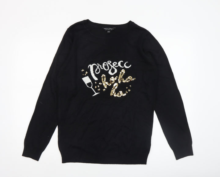 Dorothy Perkins Womens Black Christmas Sequin Jumper Size 10