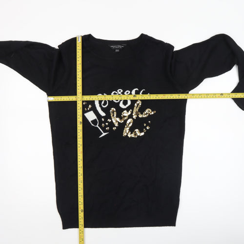 Dorothy Perkins Womens Black Christmas Sequin Jumper Size 10
