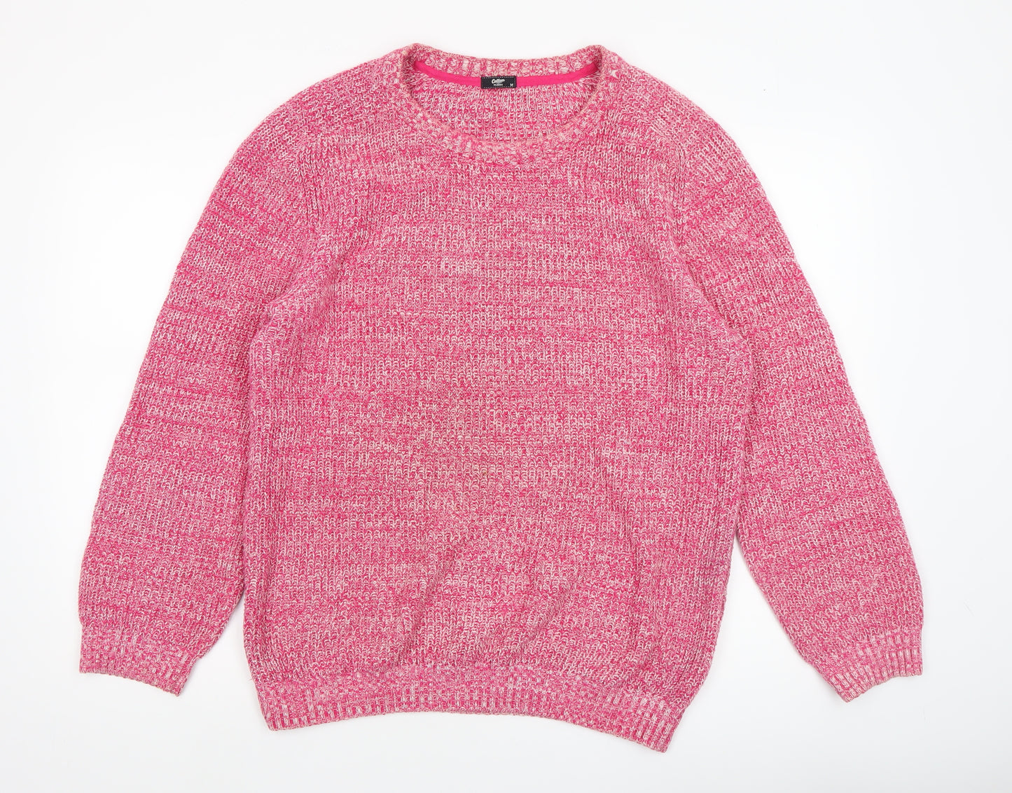 Cotton Traders Men's Pink Chunky Knit Cotton Pullover Jumper M