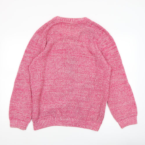 Cotton Traders Men's Pink Chunky Knit Cotton Pullover Jumper M