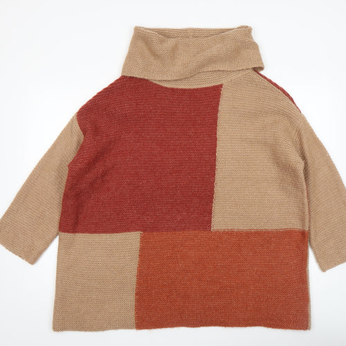 Isle Collection Women's Beige Roll Neck Chunky Knit Jumper L 18-20