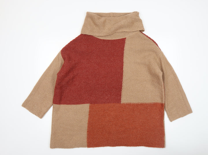 Isle Collection Women's Beige Roll Neck Chunky Knit Jumper L 18-20