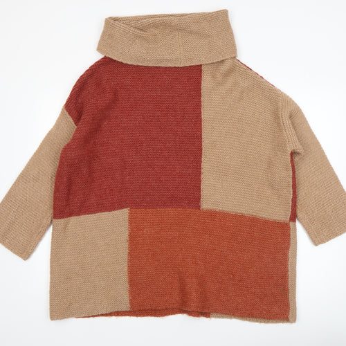 Isle Collection Women's Beige Roll Neck Chunky Knit Jumper L 18-20