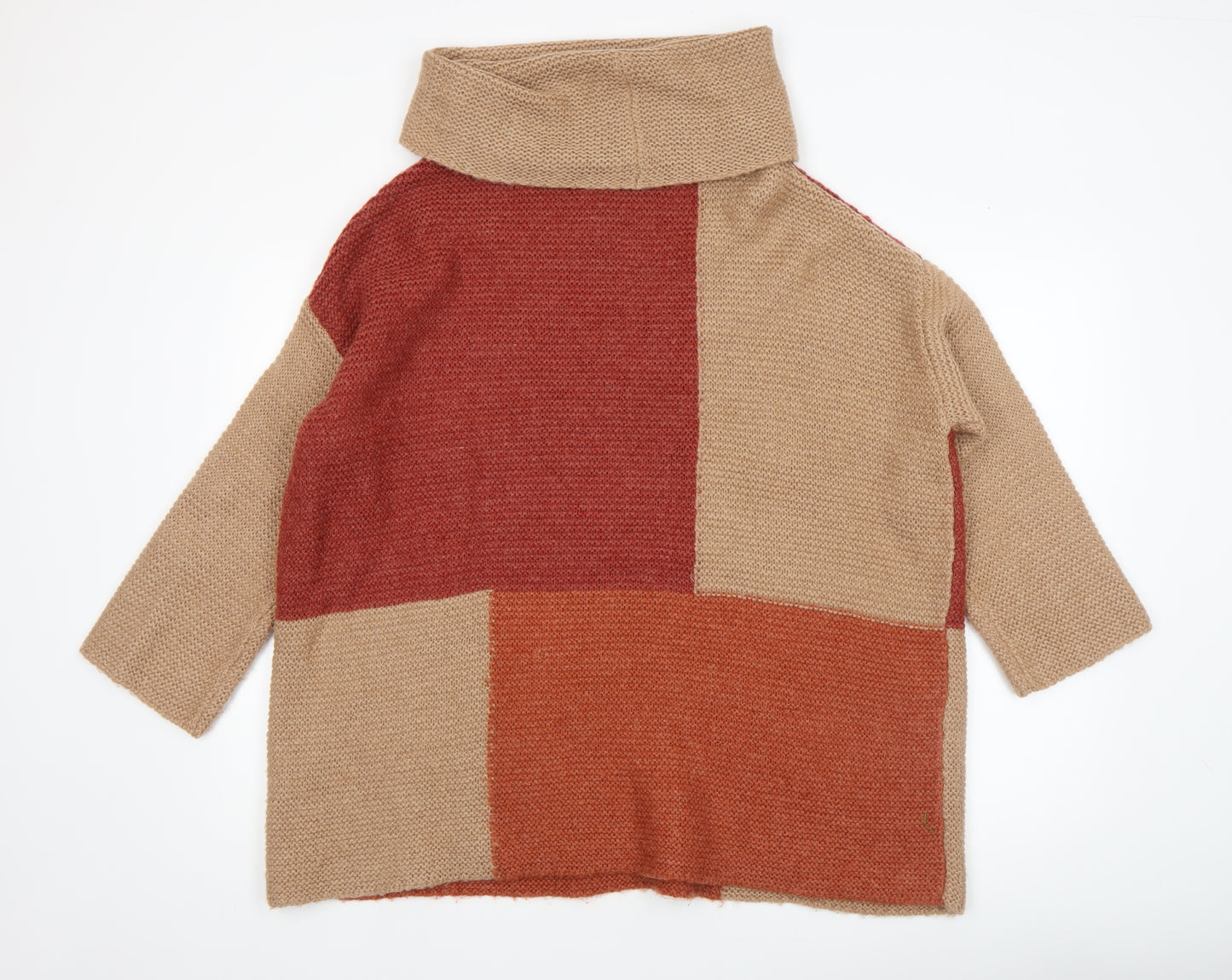 Isle Collection Women's Beige Roll Neck Chunky Knit Jumper L 18-20