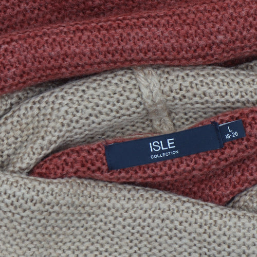 Isle Collection Women's Beige Roll Neck Chunky Knit Jumper L 18-20