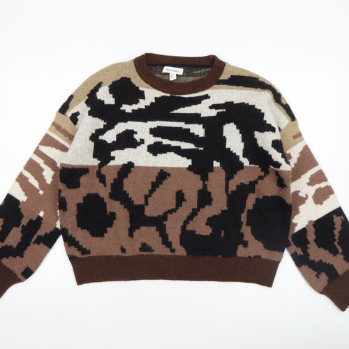 Wild Flower Women’s Brown Beige Abstract Knit Jumper UK L