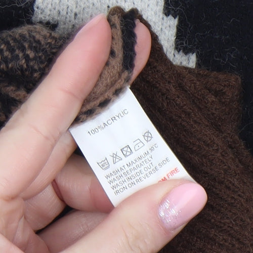 Wild Flower Women’s Brown Beige Abstract Knit Jumper UK L