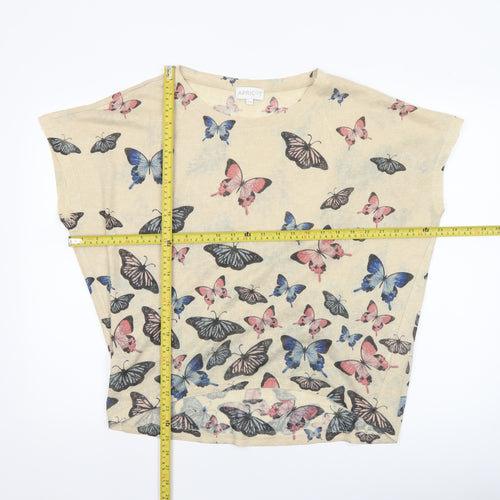 Apricot Womens Beige Butterfly Print Short Sleeve T-Shirt S