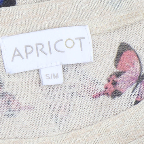 Apricot Womens Beige Butterfly Print Short Sleeve T-Shirt S