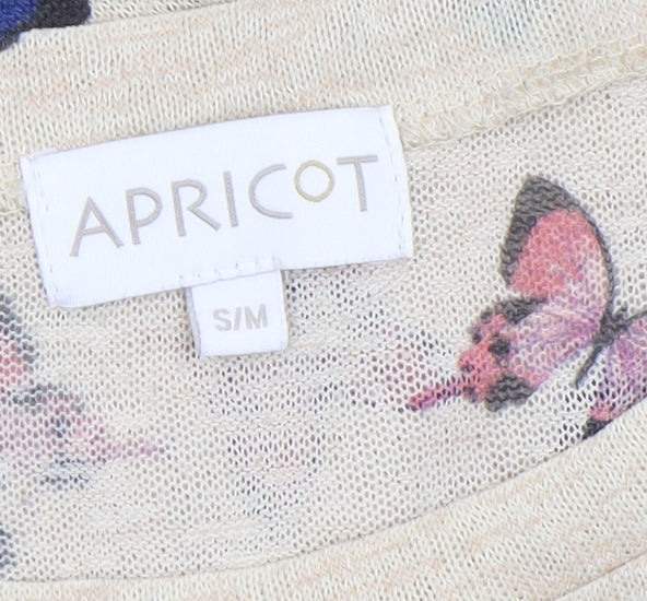 Apricot Womens Beige Butterfly Print Short Sleeve T-Shirt S