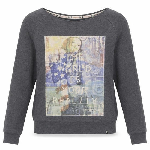 Blonde+Blonde Women’s Grey Boat Neck Long Sleeve Graphic T-Shirt Size 10