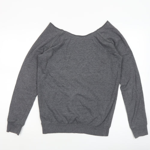 Blonde+Blonde Women’s Grey Boat Neck Long Sleeve Graphic T-Shirt Size 10