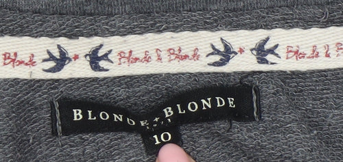 Blonde+Blonde Women’s Grey Boat Neck Long Sleeve Graphic T-Shirt Size 10