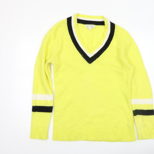 Marks and Spencer Women Yellow V-Neck Wool Pullover Jumper S