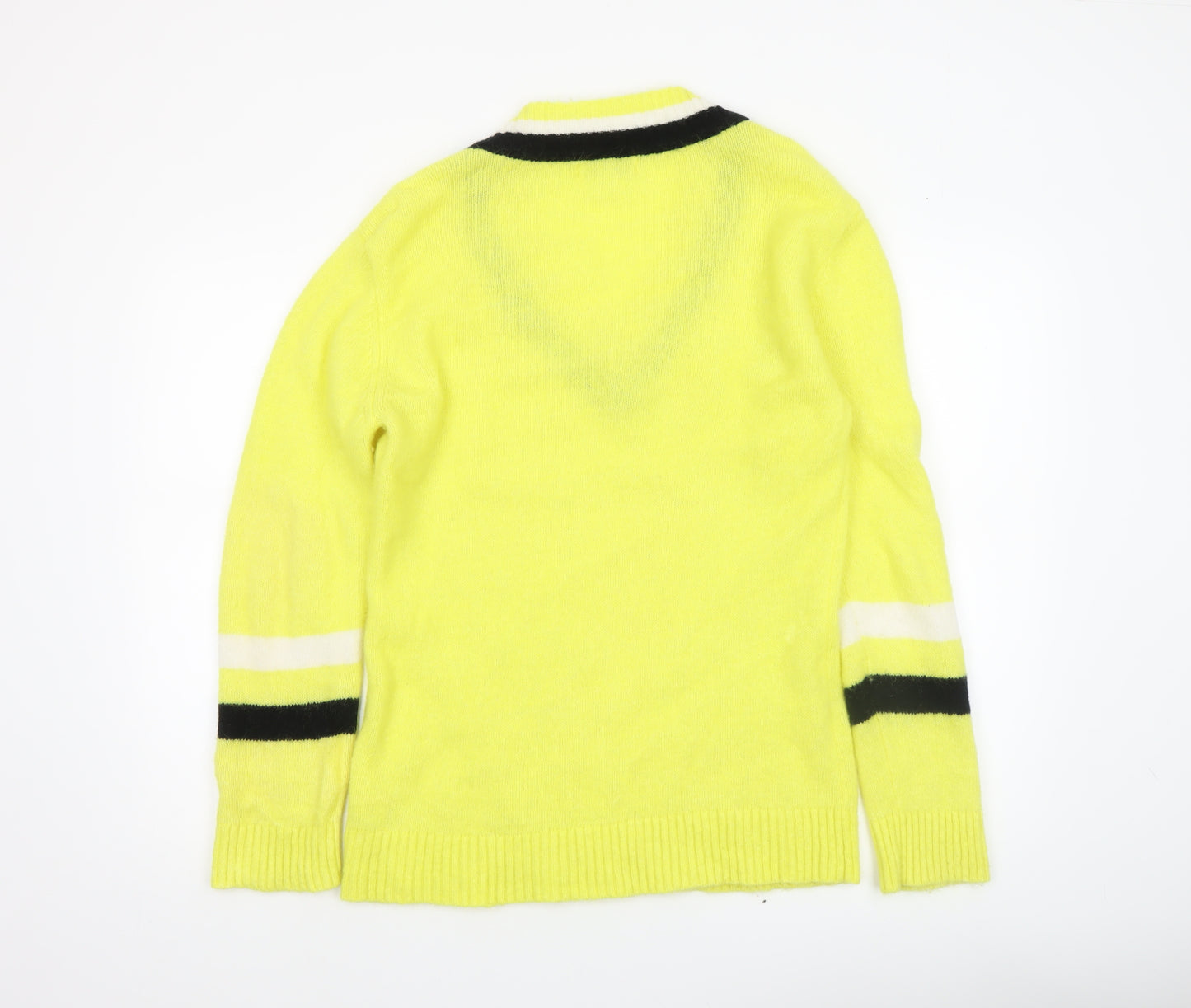 Marks and Spencer Women Yellow V-Neck Wool Pullover Jumper S