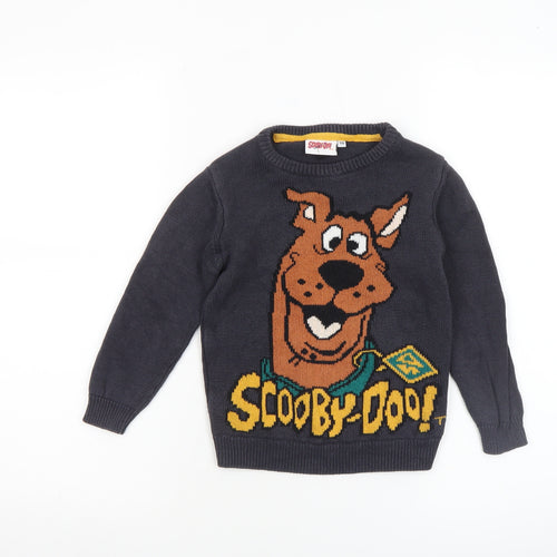Scooby-Doo Boys Navy Blue Pullover Jumper Cotton Blend Size 4-5 Years